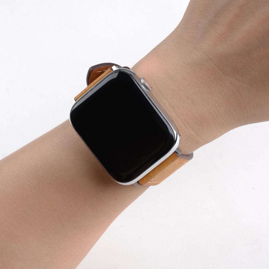 Best Selling Leather Strap for your Apple Smart Watch. Handmade from genuine Italian leather, this luxury-designed strap is 100% high-quality and perfect for both men and women. Replace your Apple Smartwatch Band with this soft and comfortable leather watch band for the ultimate in style and comfort. Buy online now for the best-selling leather watch strap for Apple Watch Band.