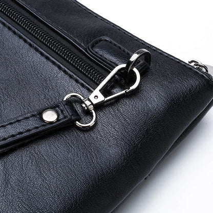 Genuine PU Leather Luxurious Men's Long Clutch Zipper Wallets with Hand  Strap